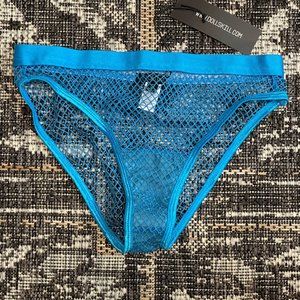 DOLLS KILL Club Exx Mesh Stretch Net Panty Underwear NWT Turquoise Blue Small S